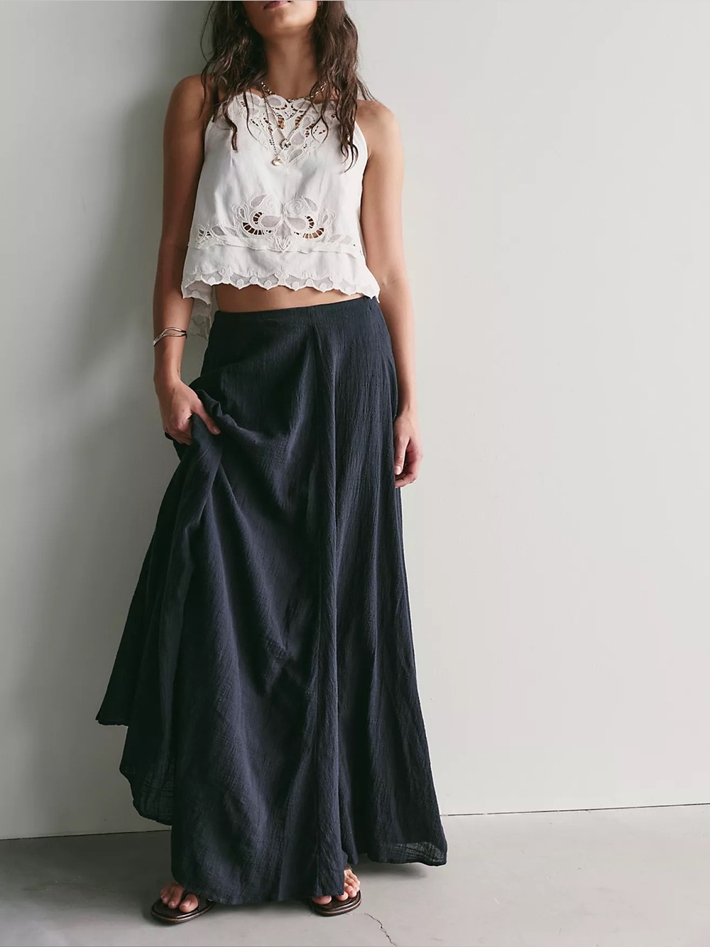 Free people Ives Solid Maxi Skirt black
